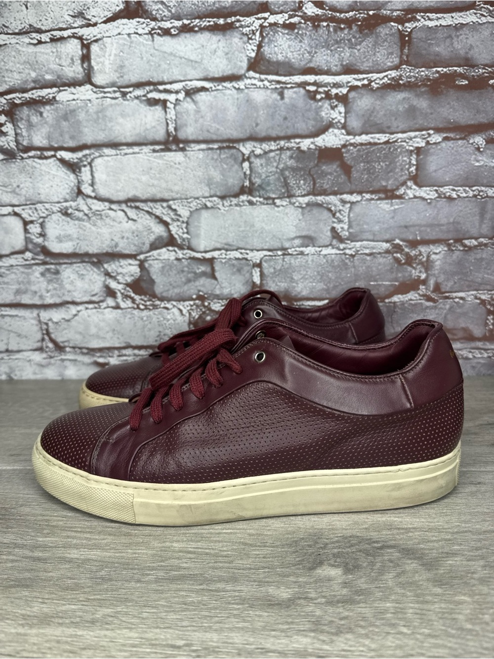 Paul Smith Basso Bordo Burgundy Embossed Leather Low Top Sneakers men sz 41EU/8M